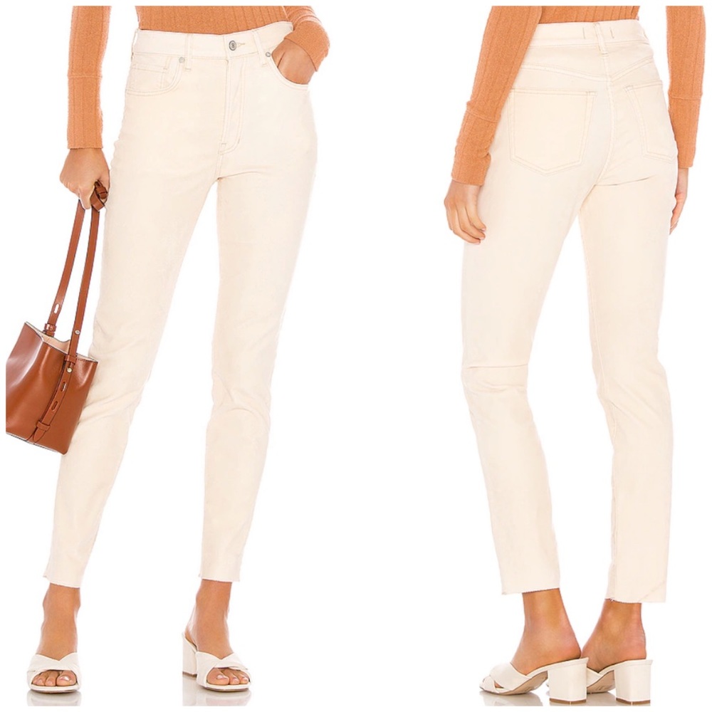 Free People We The‎ Free Velvet Ivory Skinny Jeans Size 27 Minimalist Casual